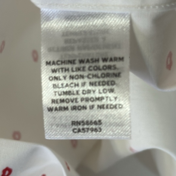 NWT 14th & Union Red 👄 Button Down White Shirt Trim Fit Men Small 14-14.5” - Picture 9 of 11